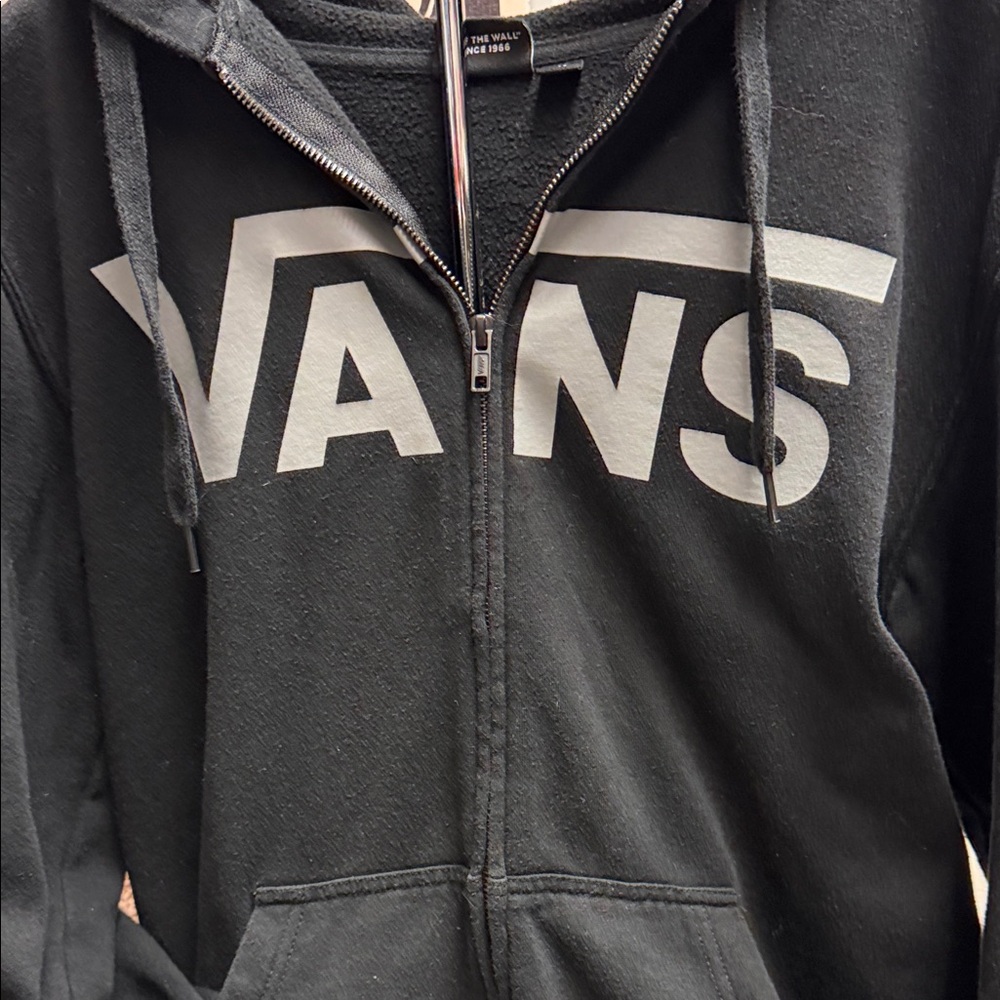 Vans Black Hoodie with Large Gray Logo. Unisex - Picture 2 of 4